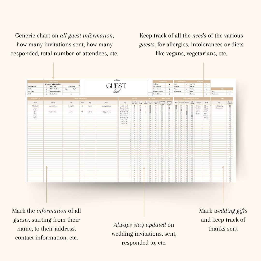 Wedding Google Sheet